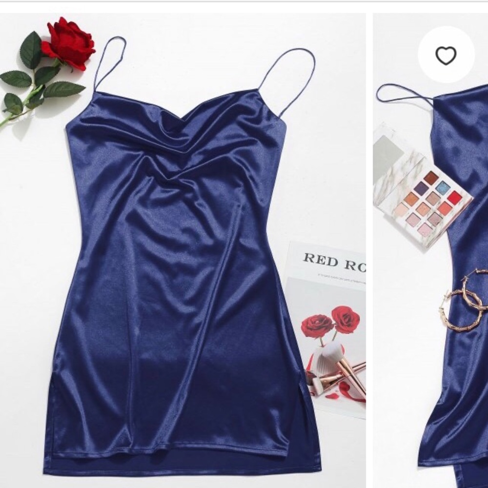 ZAFUL Side Slit Satin Dress